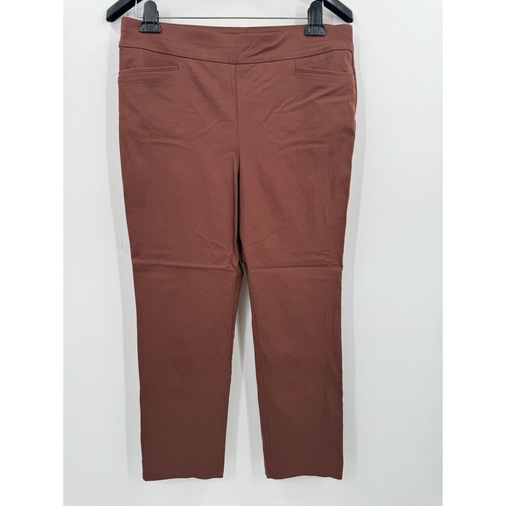 Chico's Bridgett Pull On Ankle Pants 2P 12P Rust Orange Comfort Business Casual